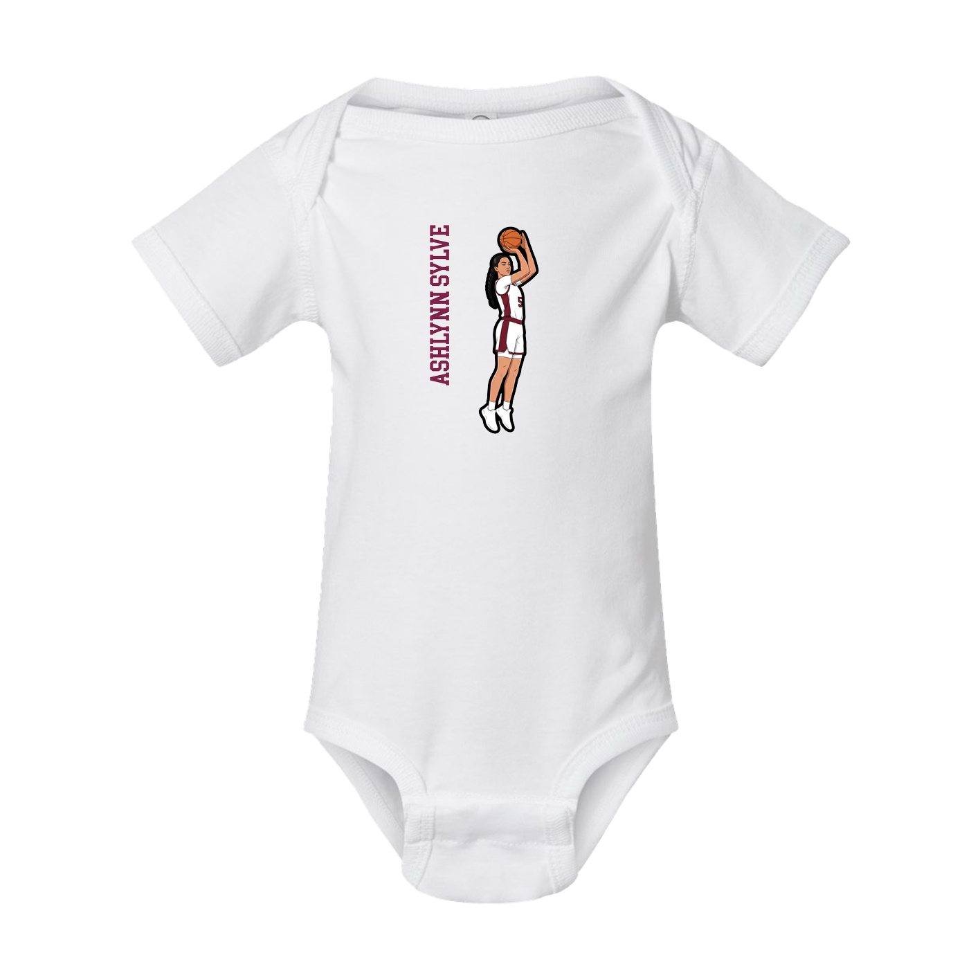 Baby Onesie — Name Vertical in White