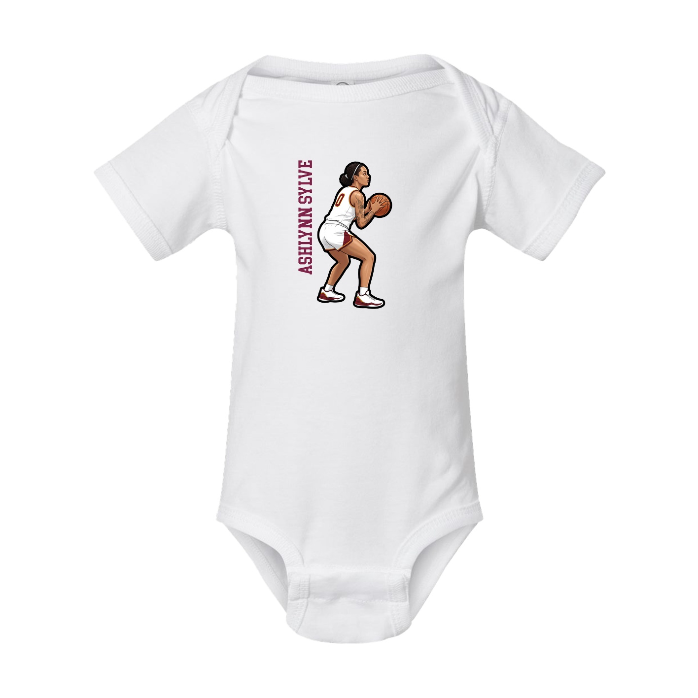 Baby Onesie — Name Vertical in White