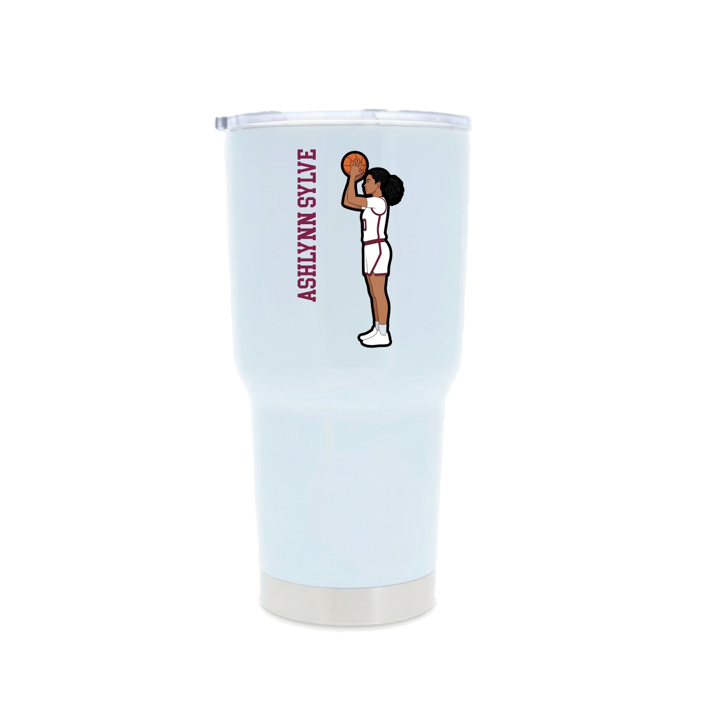 30oz Stainless Steel Tumbler — Name Vertical in White