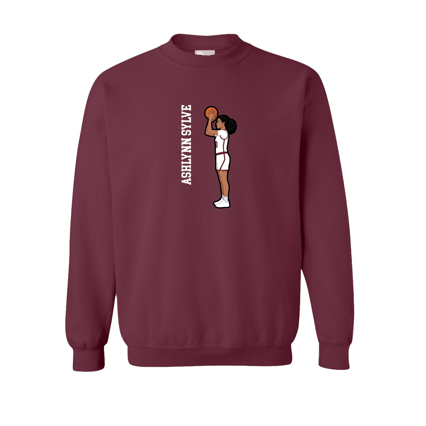 Fleece Crew — Name Vertical in Maroon