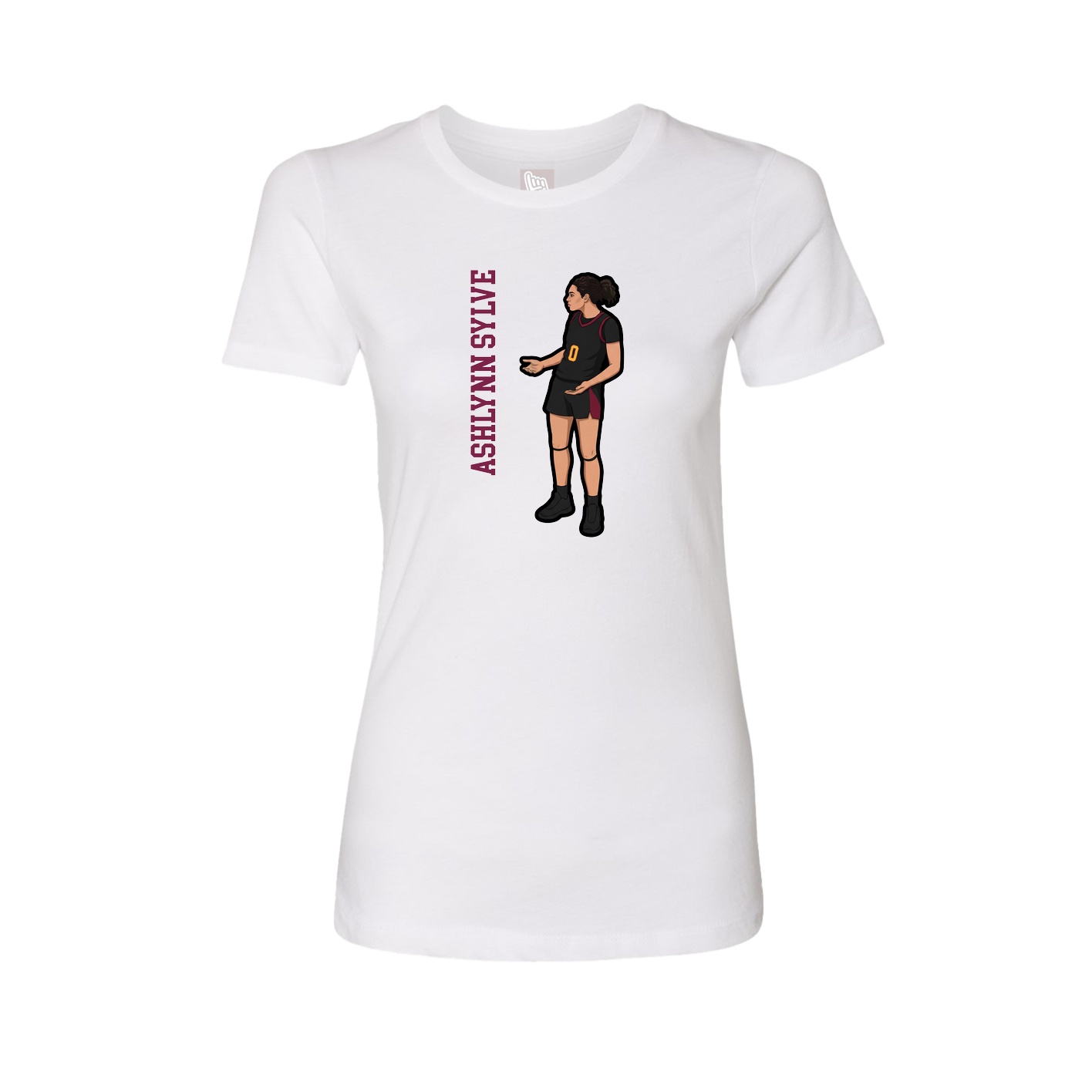 Fitted Women's Tee — Name Vertical in White