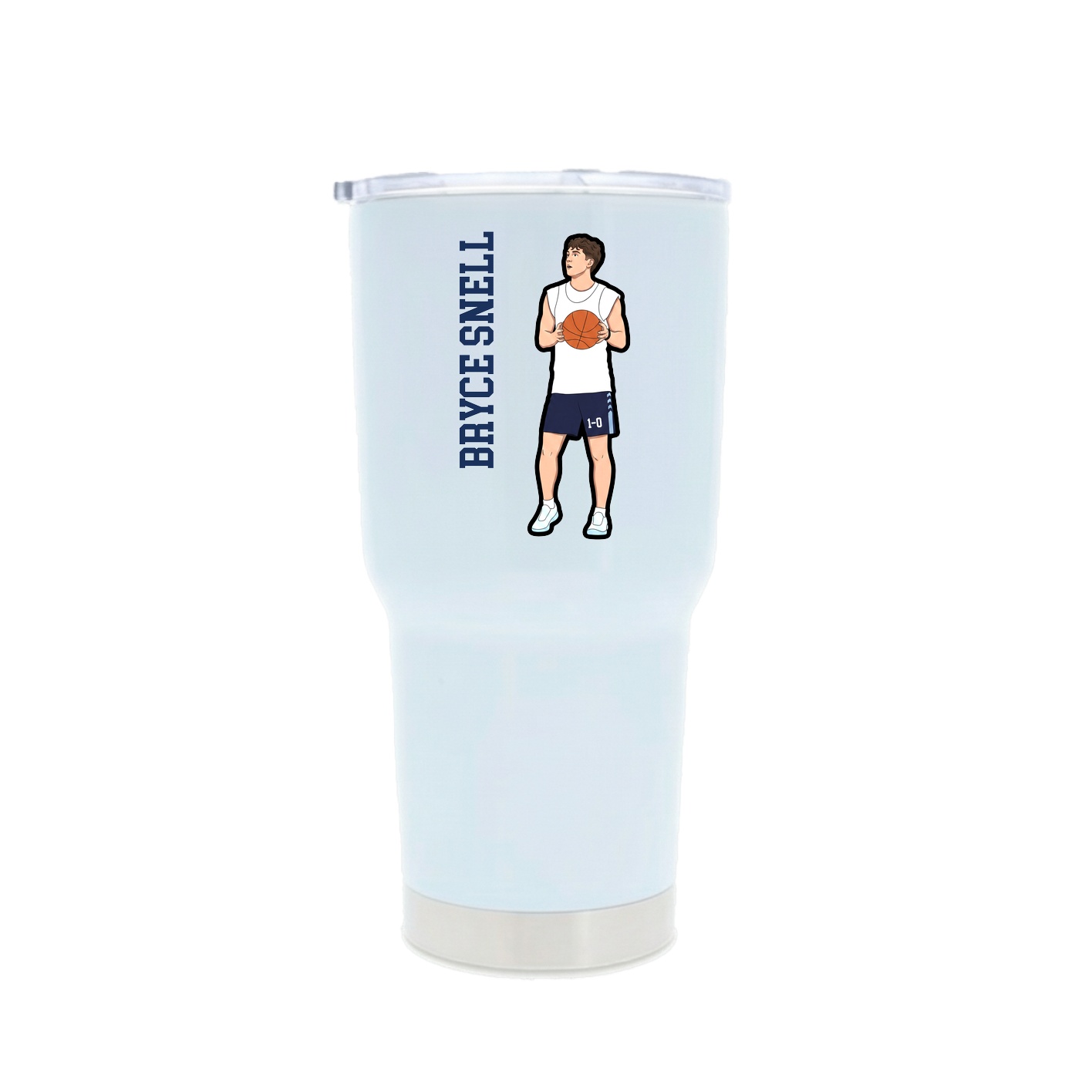 30oz Stainless Steel Tumbler — Name Vertical in White