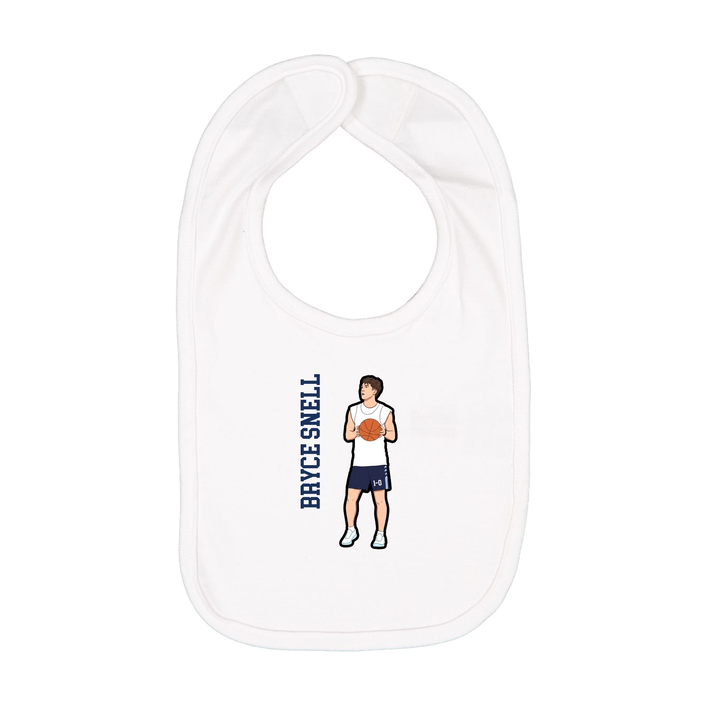 Infant Bib — Name Vertical in White