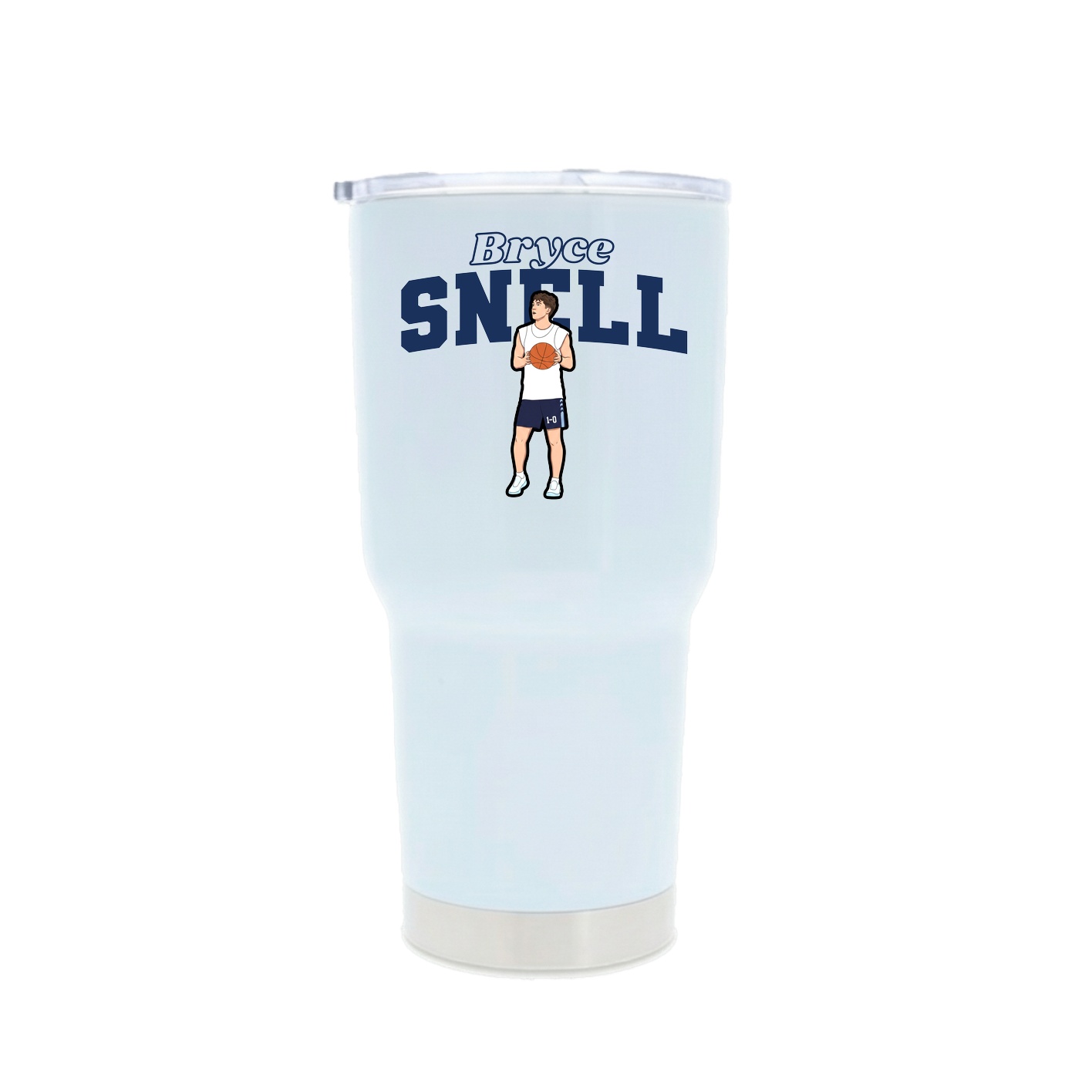 30oz Stainless Steel Tumbler — Name Arch in White