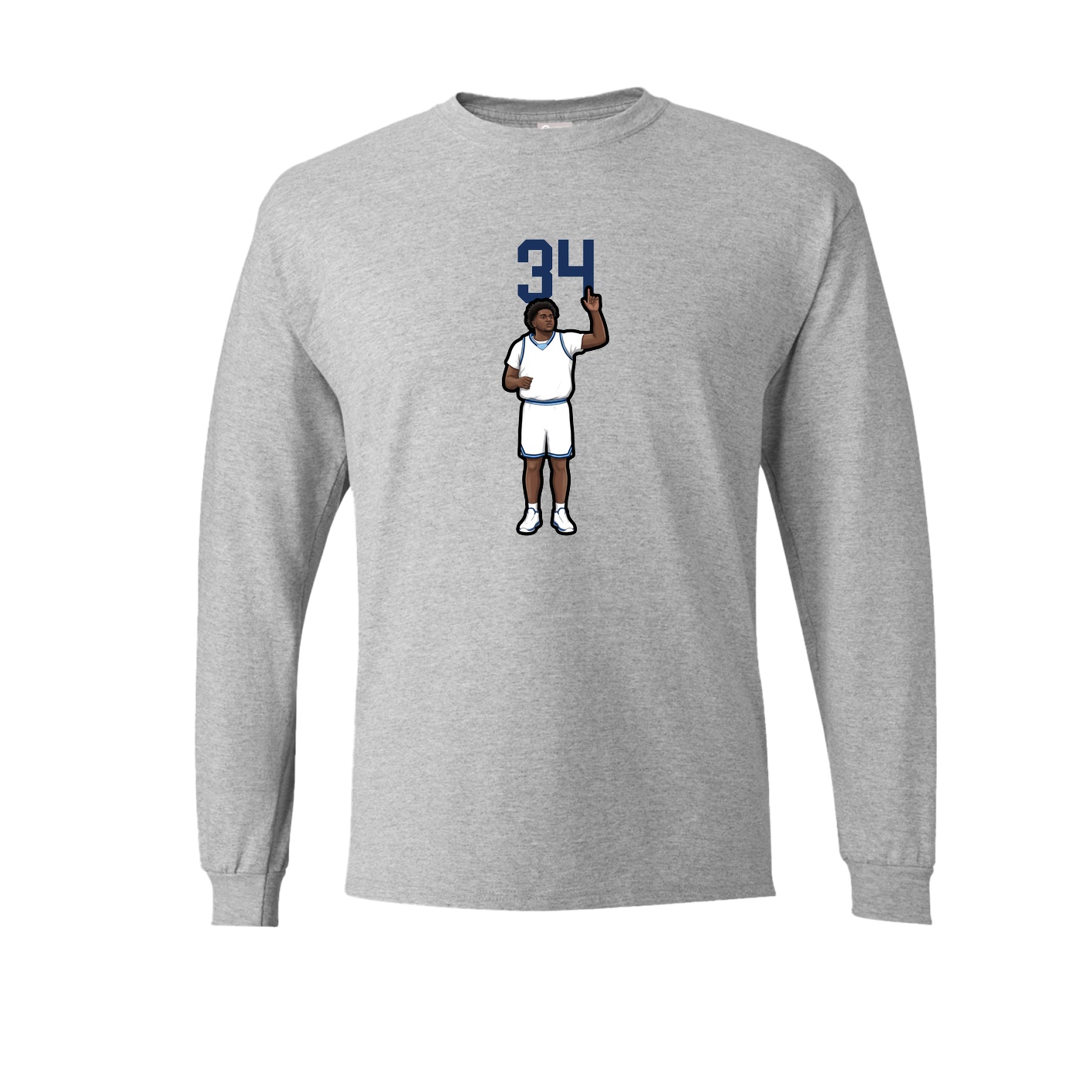 Long Sleeve Tee — Number Top in Grey