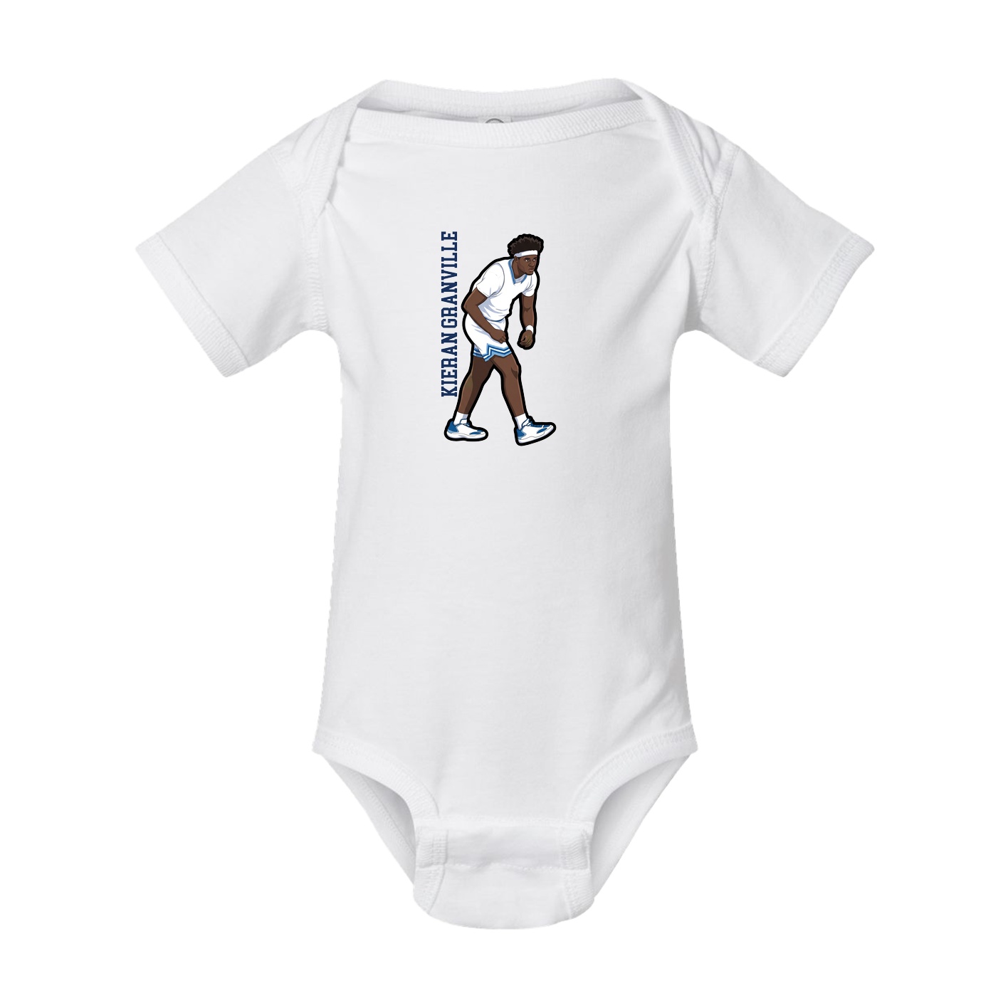 Baby Onesie — Name Vertical in White
