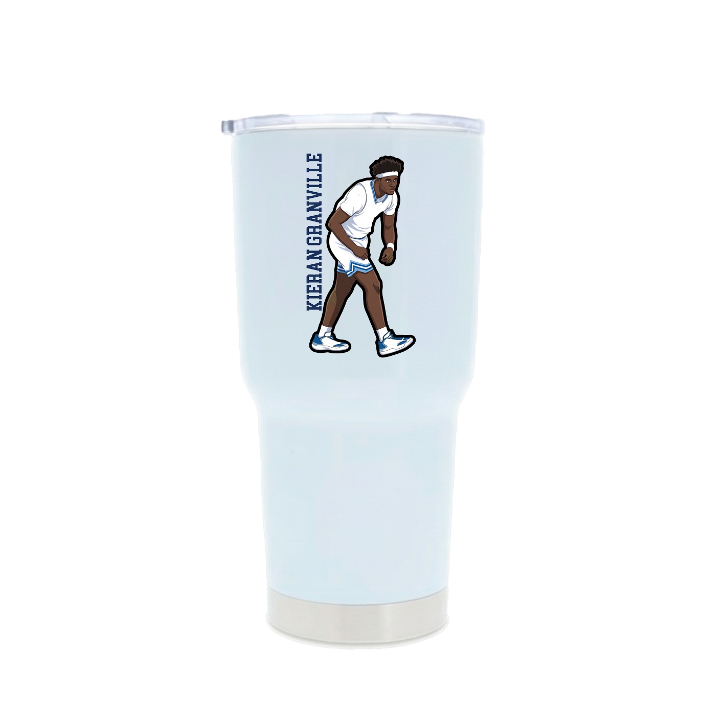 30oz Stainless Steel Tumbler — Name Vertical in White