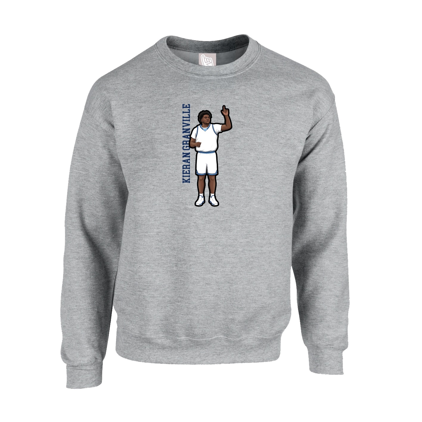 Fleece Crew — Name Vertical in Grey