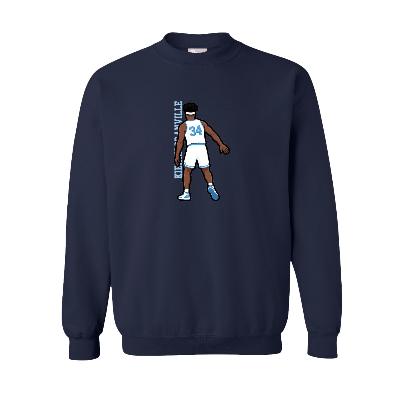 Fleece Crew — Name Vertical in Navy