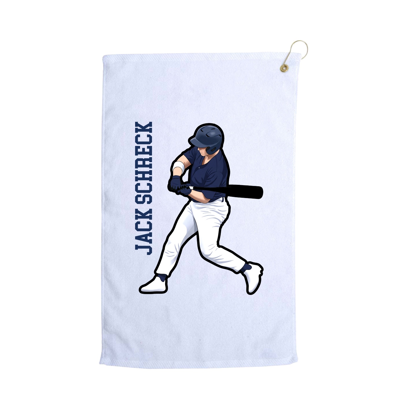 Golf Towel — Name Vertical in White