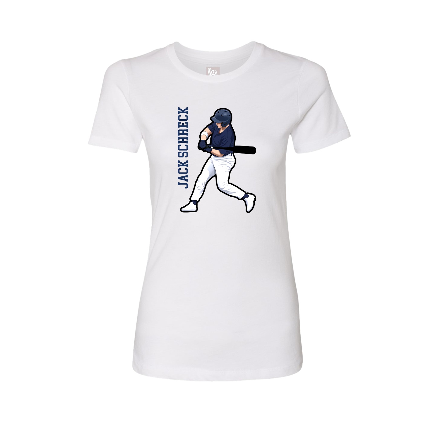 Fitted Women's Tee — Name Vertical in White