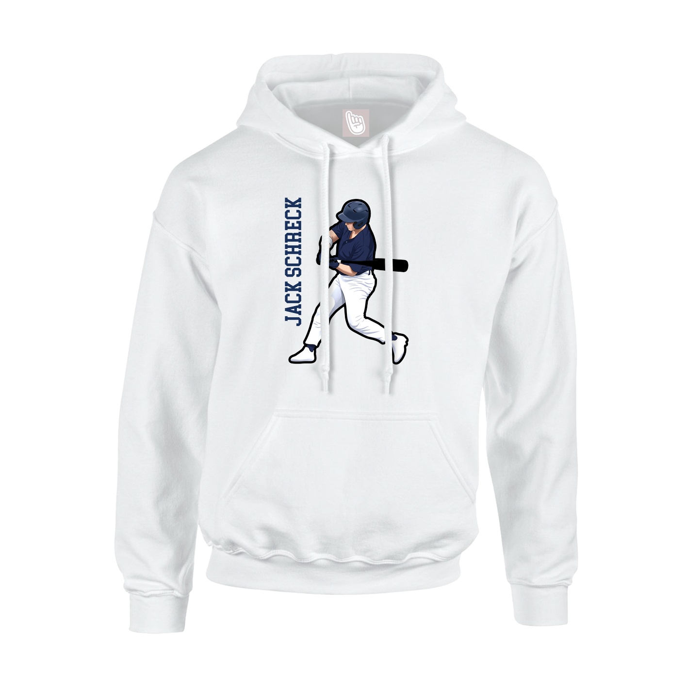 Youth Hoodie — Name Vertical in White