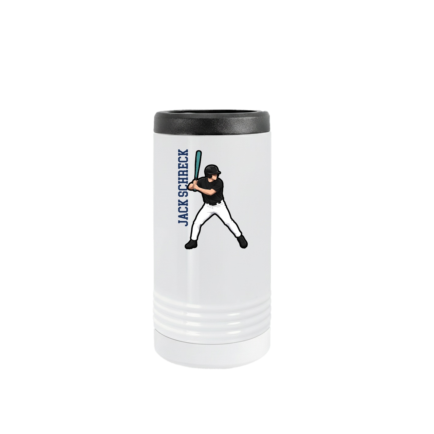 Slim Beverage Holder — Name Vertical in White