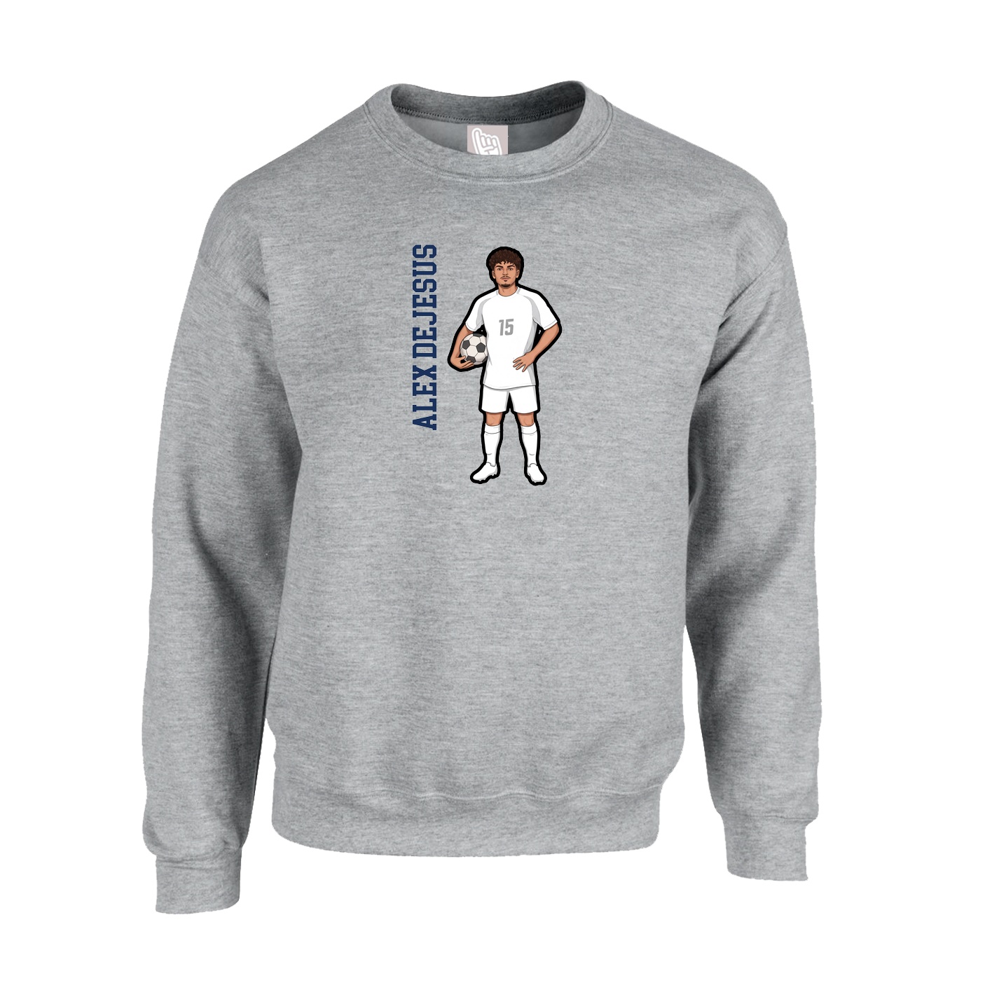 Fleece Crew — Name Vertical in Grey