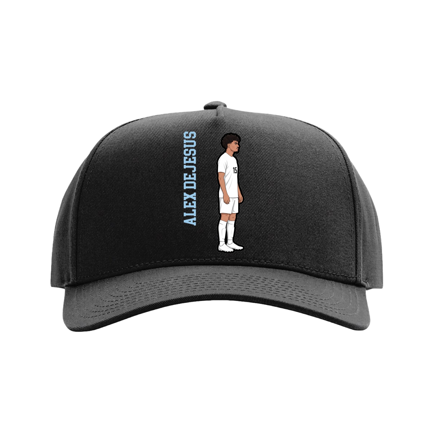 Full Fabric Five-Panel Champ Cap — Name Vertical in Black