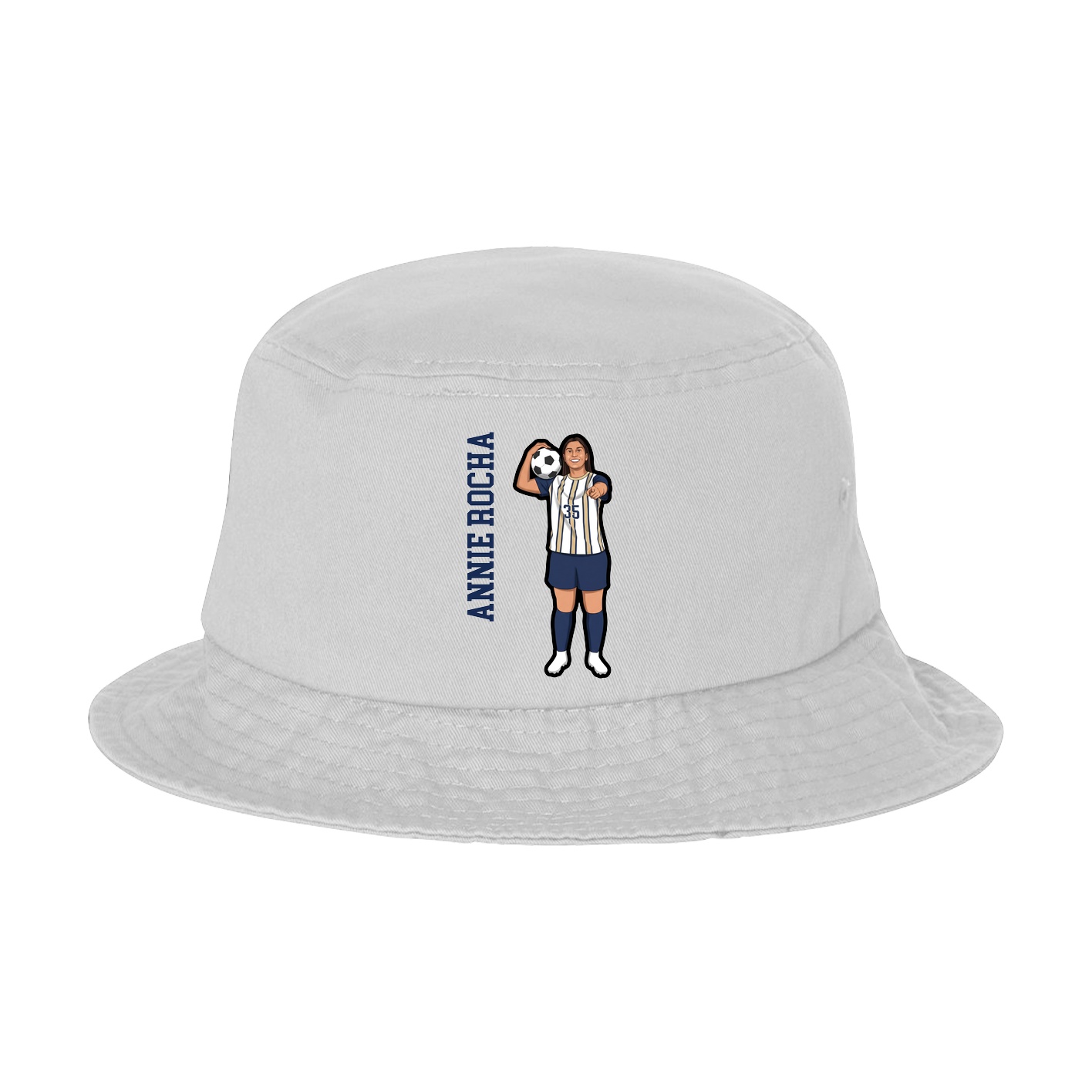 Bucket Cap — Name Vertical in White