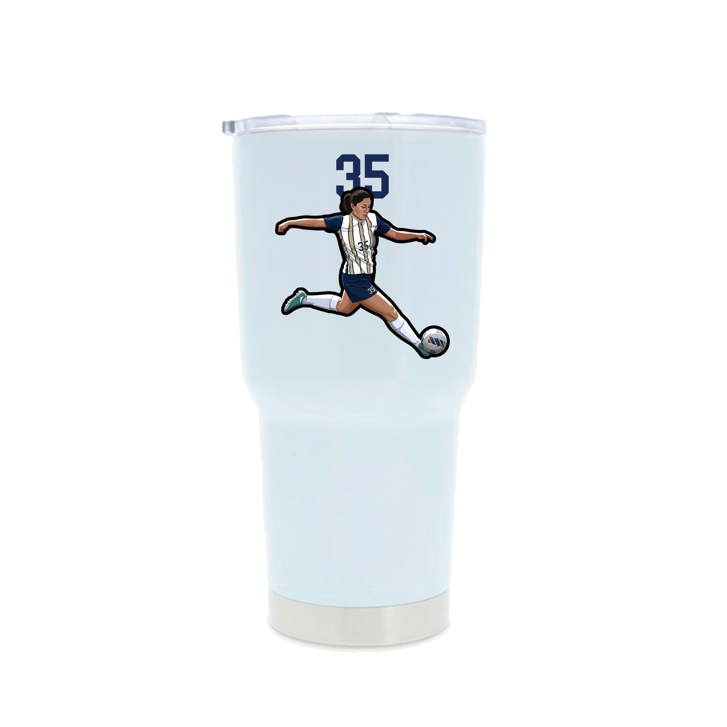 30oz Stainless Steel Tumbler — Number Top in White
