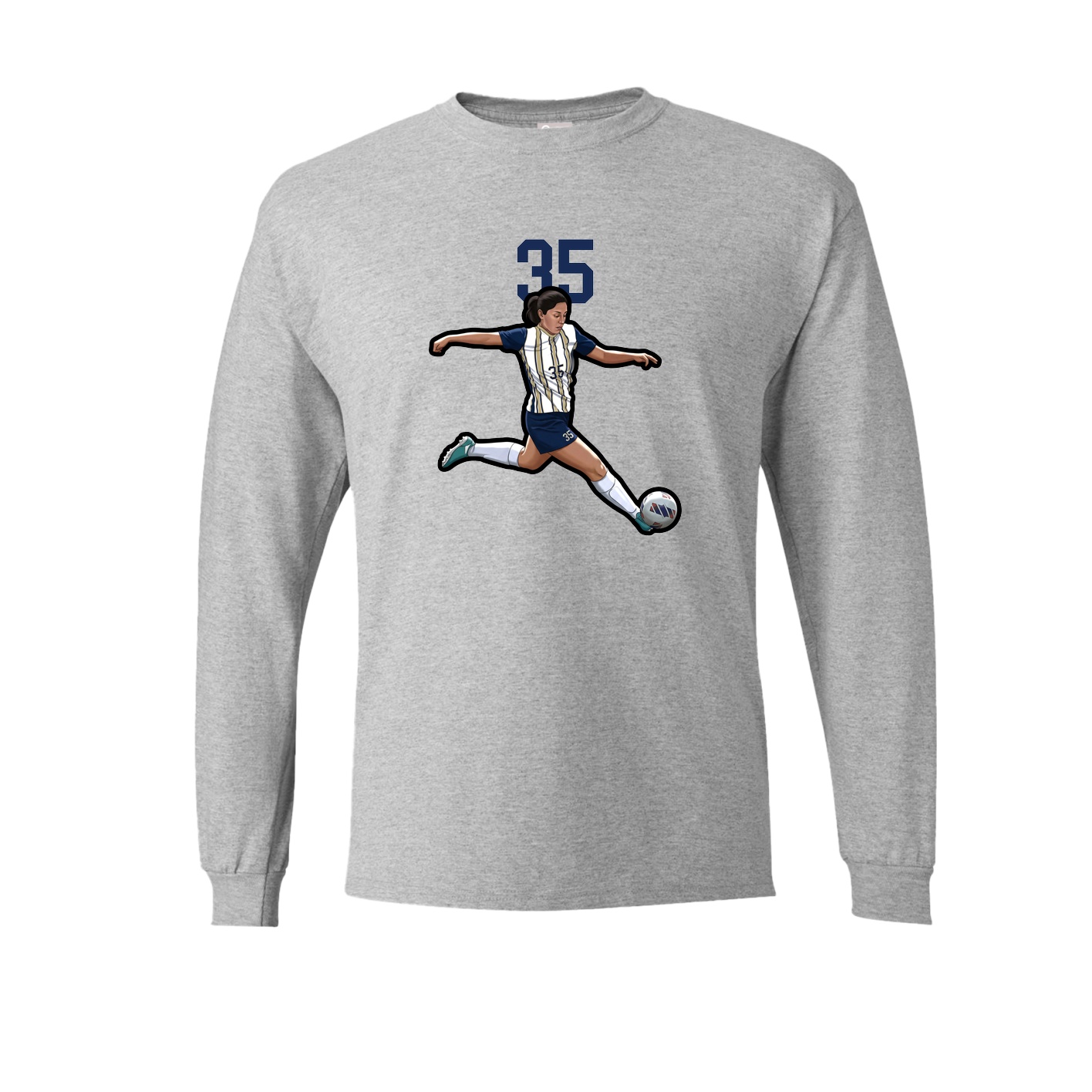 Long Sleeve Tee — Number Top in Grey