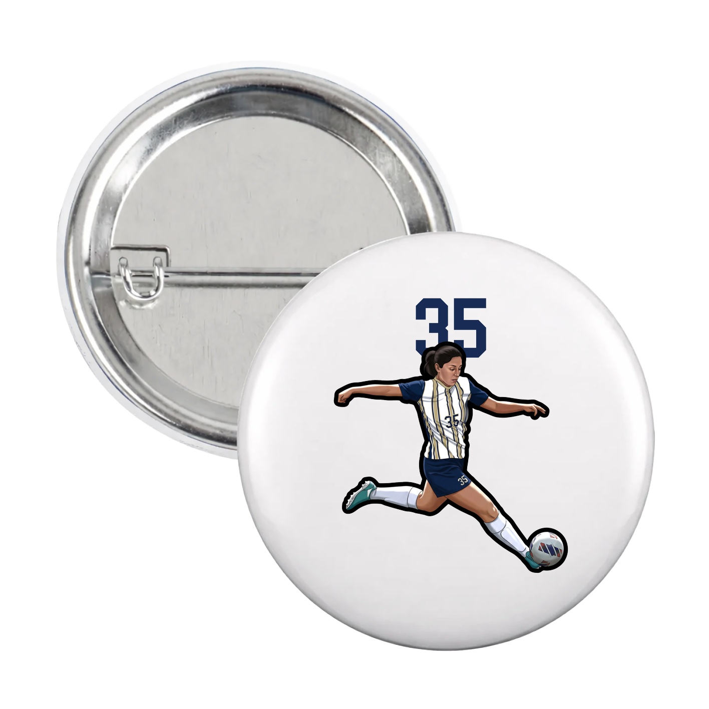 Game Day Button — Number Top in White