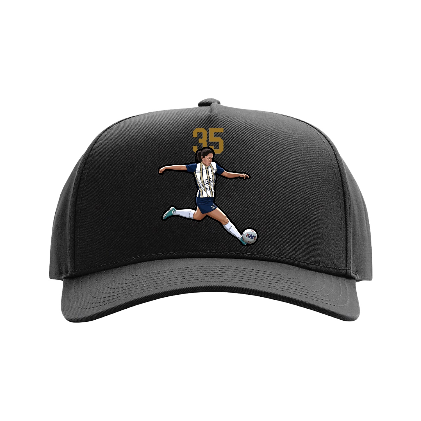 Full Fabric Five-Panel Champ Cap — Number Top in Black