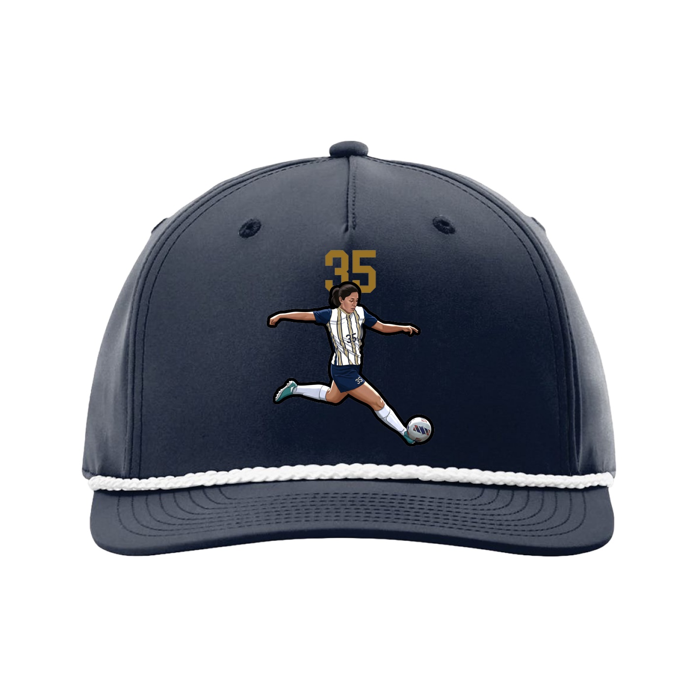 Five-Panel Classic Rope Cap — Number Top in Navy