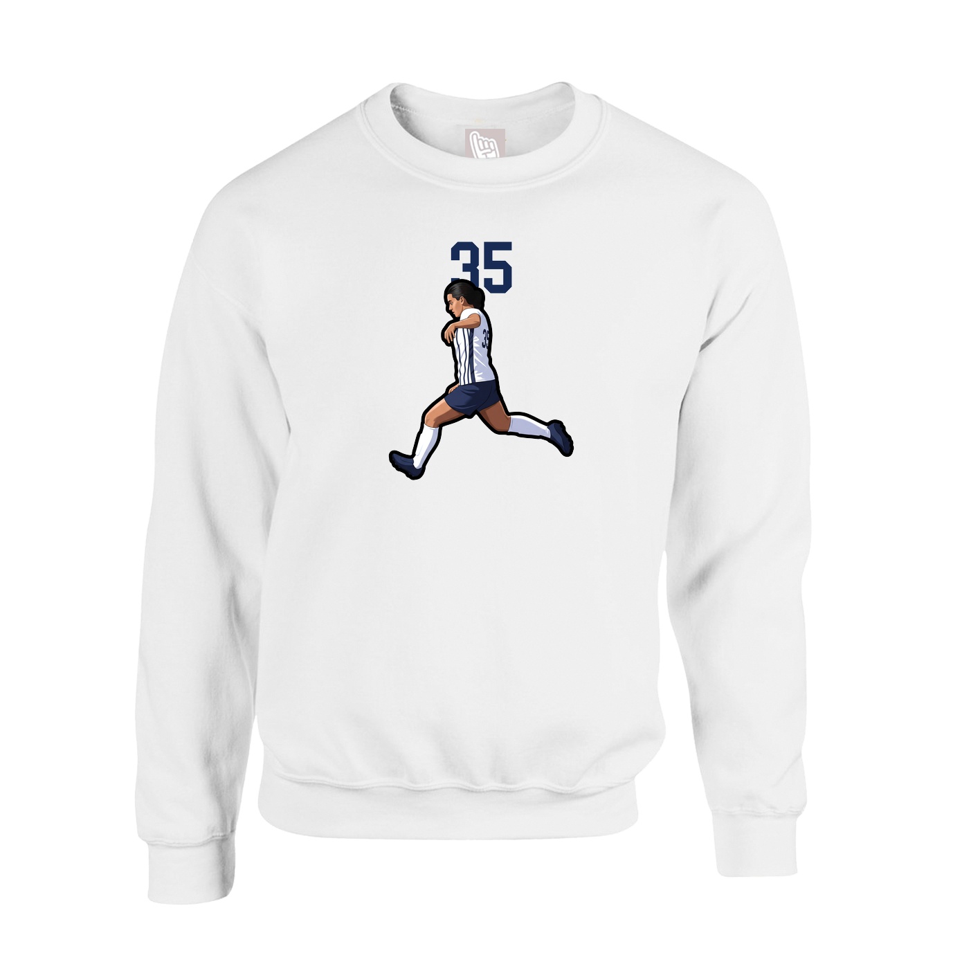 Fleece Crew — Number Top in White