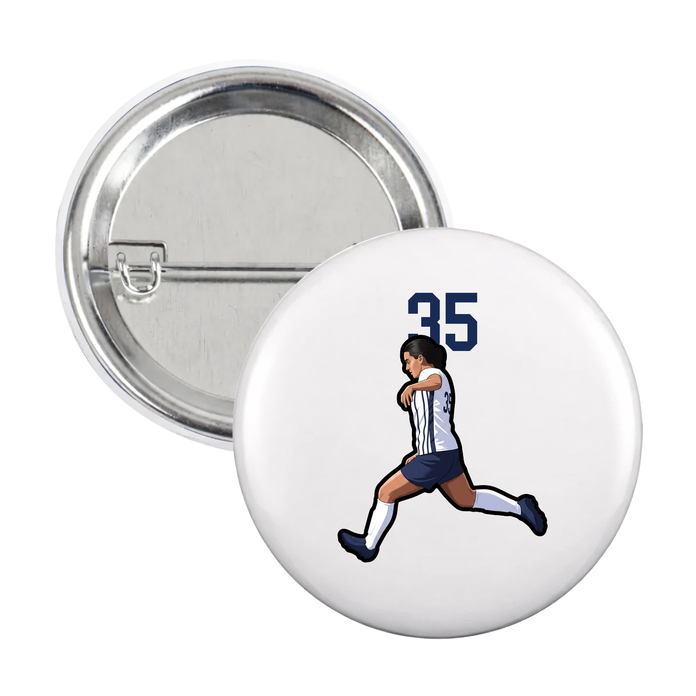 Game Day Button — Number Top in White