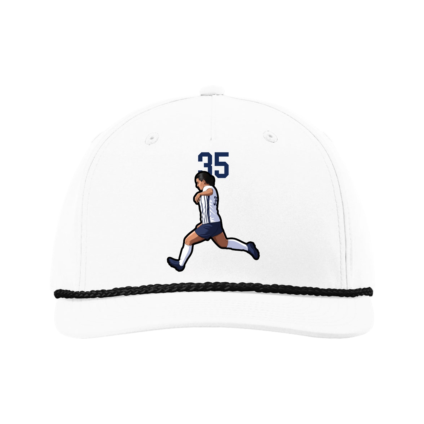 Five-Panel Classic Rope Cap — Number Top in White
