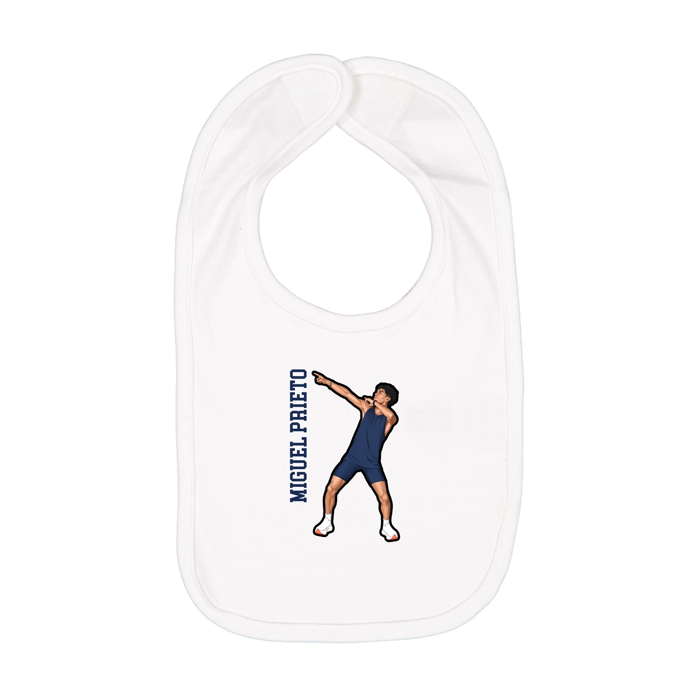 Infant Bib — Name Vertical in White
