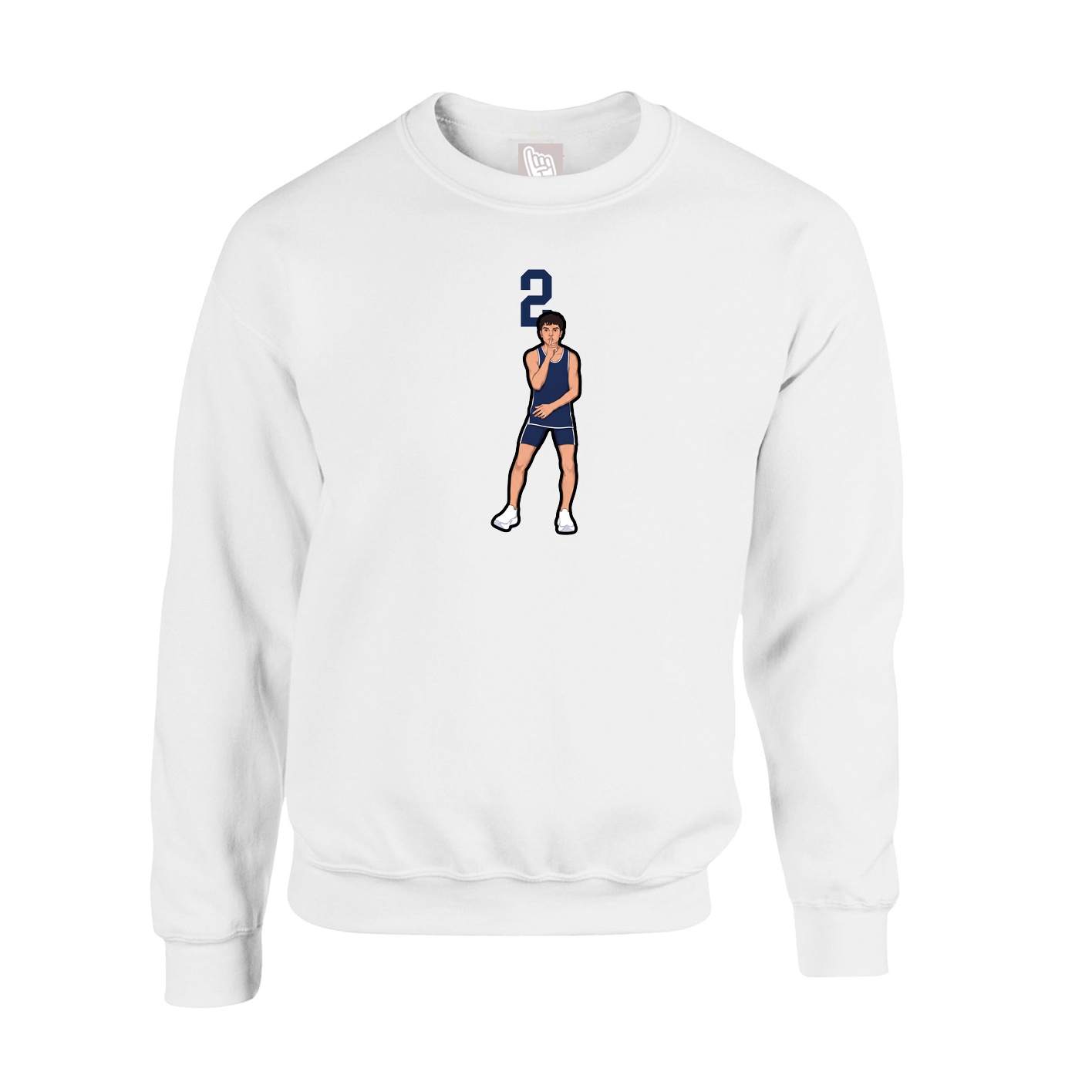 Fleece Crew — Number Top in White