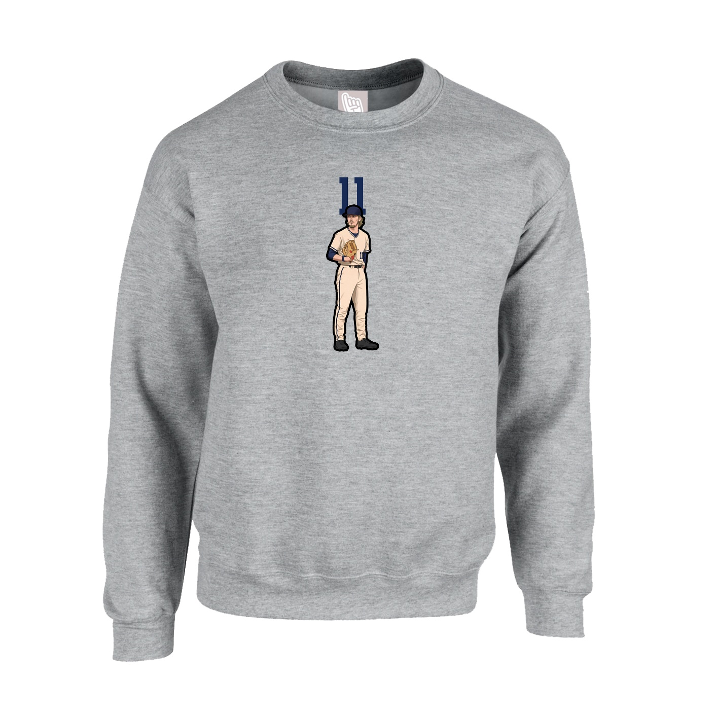 Fleece Crew — Number Top in Grey