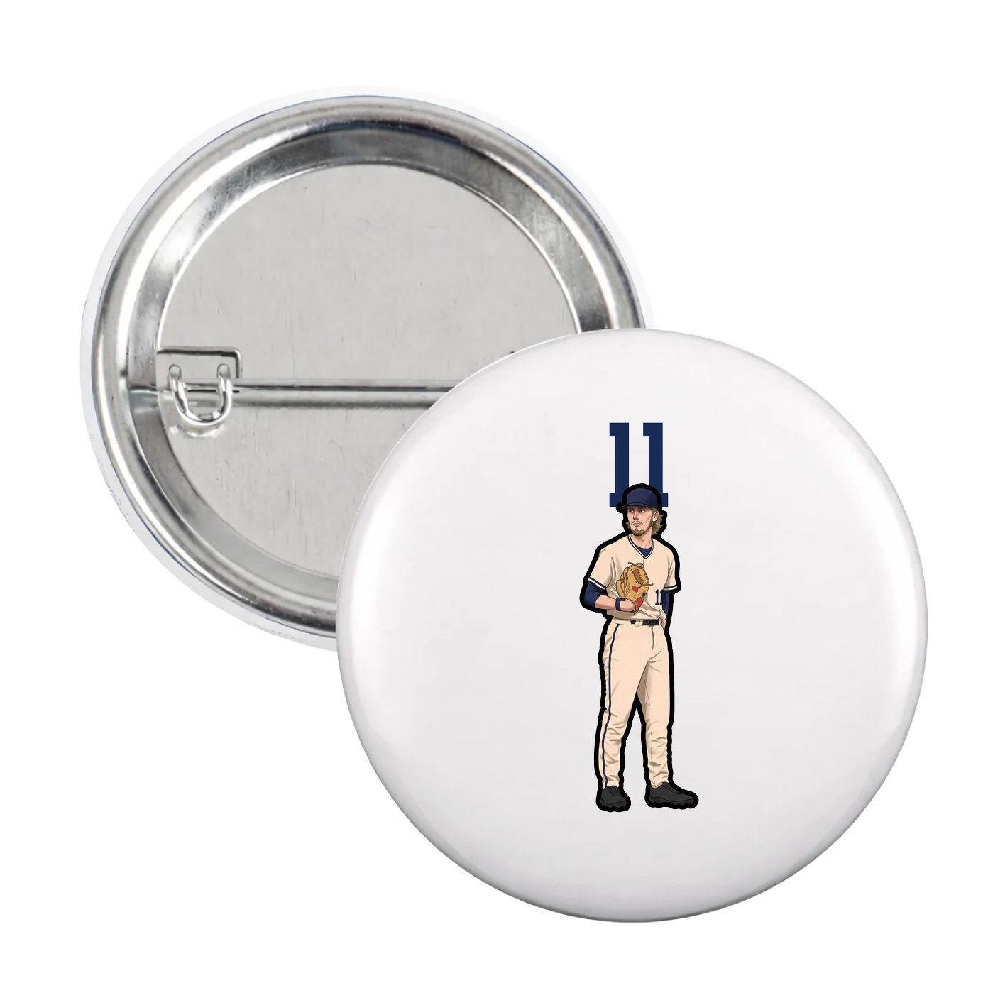 Game Day Button — Number Top in White