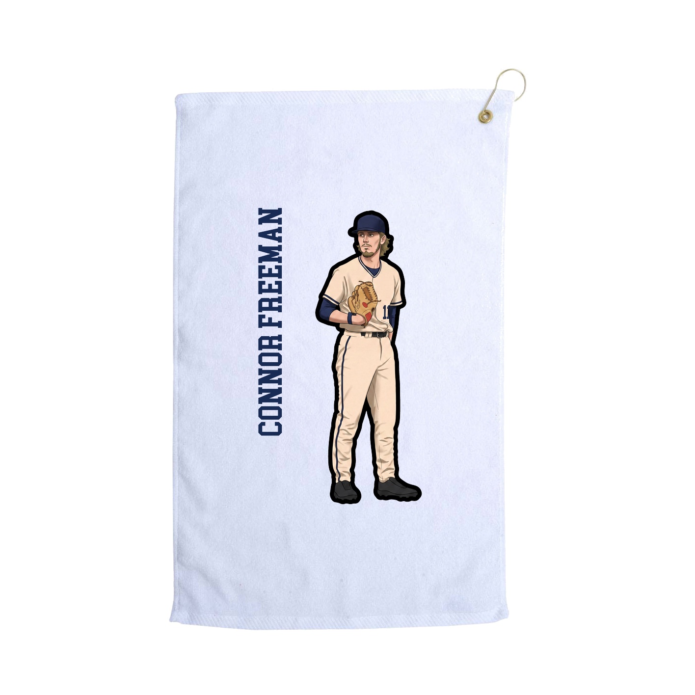 Golf Towel — Name Vertical in White