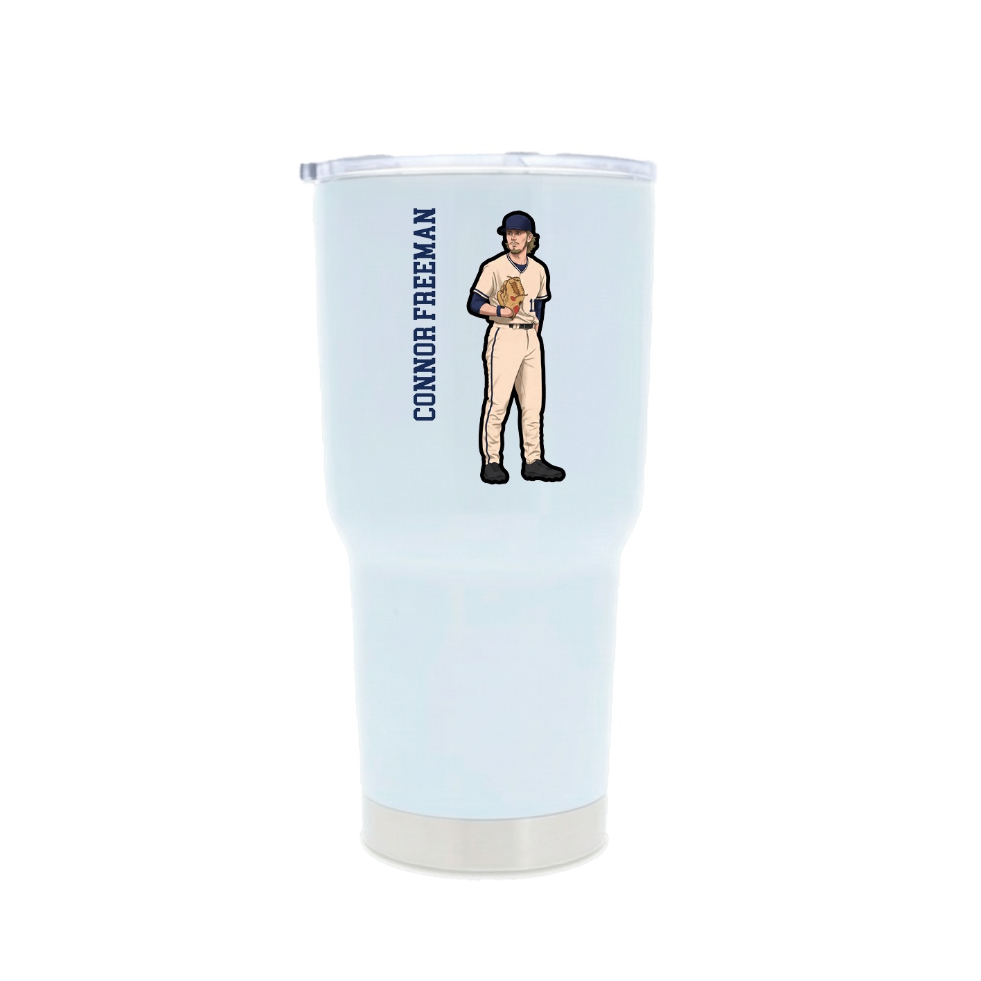30oz Stainless Steel Tumbler — Name Vertical in White