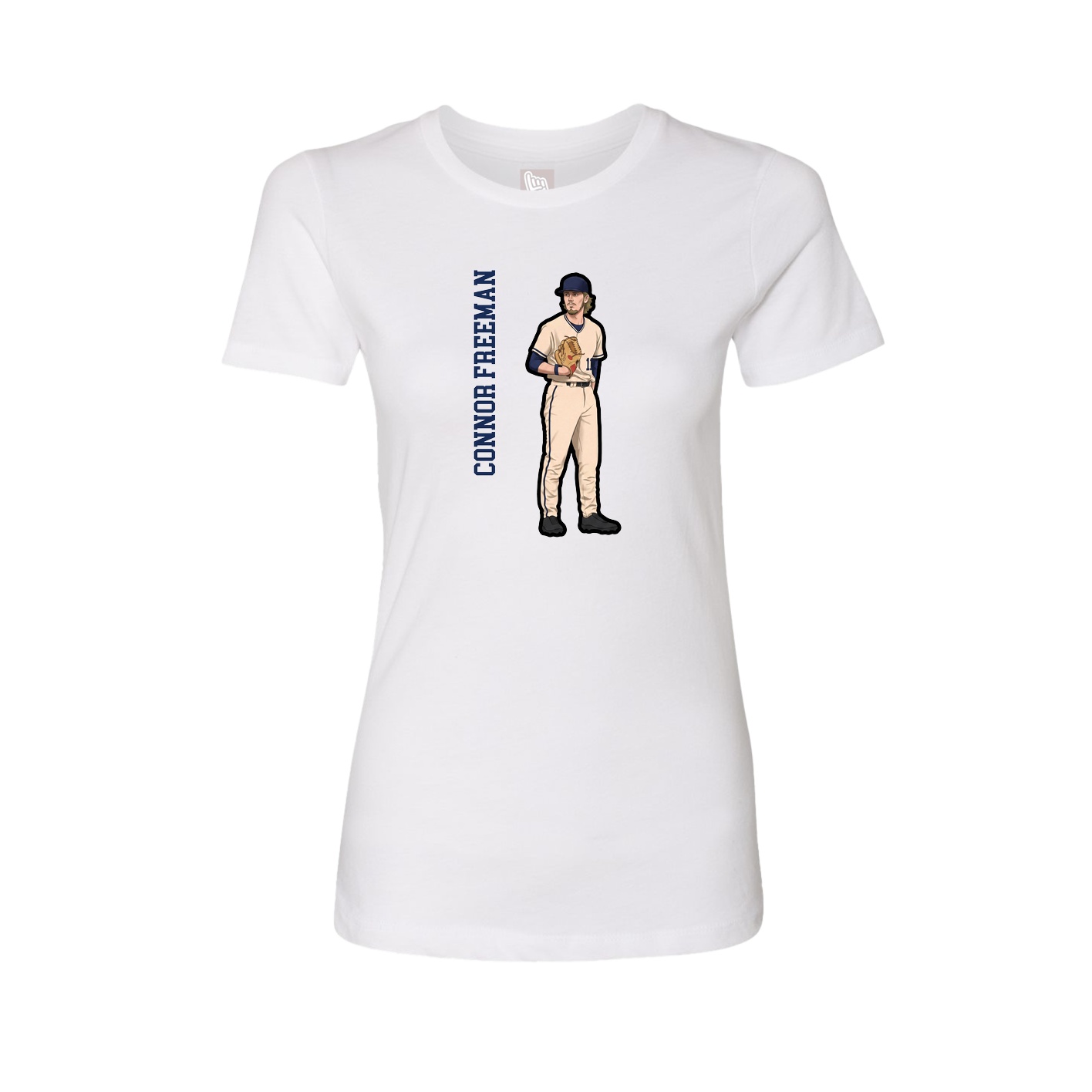 Fitted Women's Tee — Name Vertical in White
