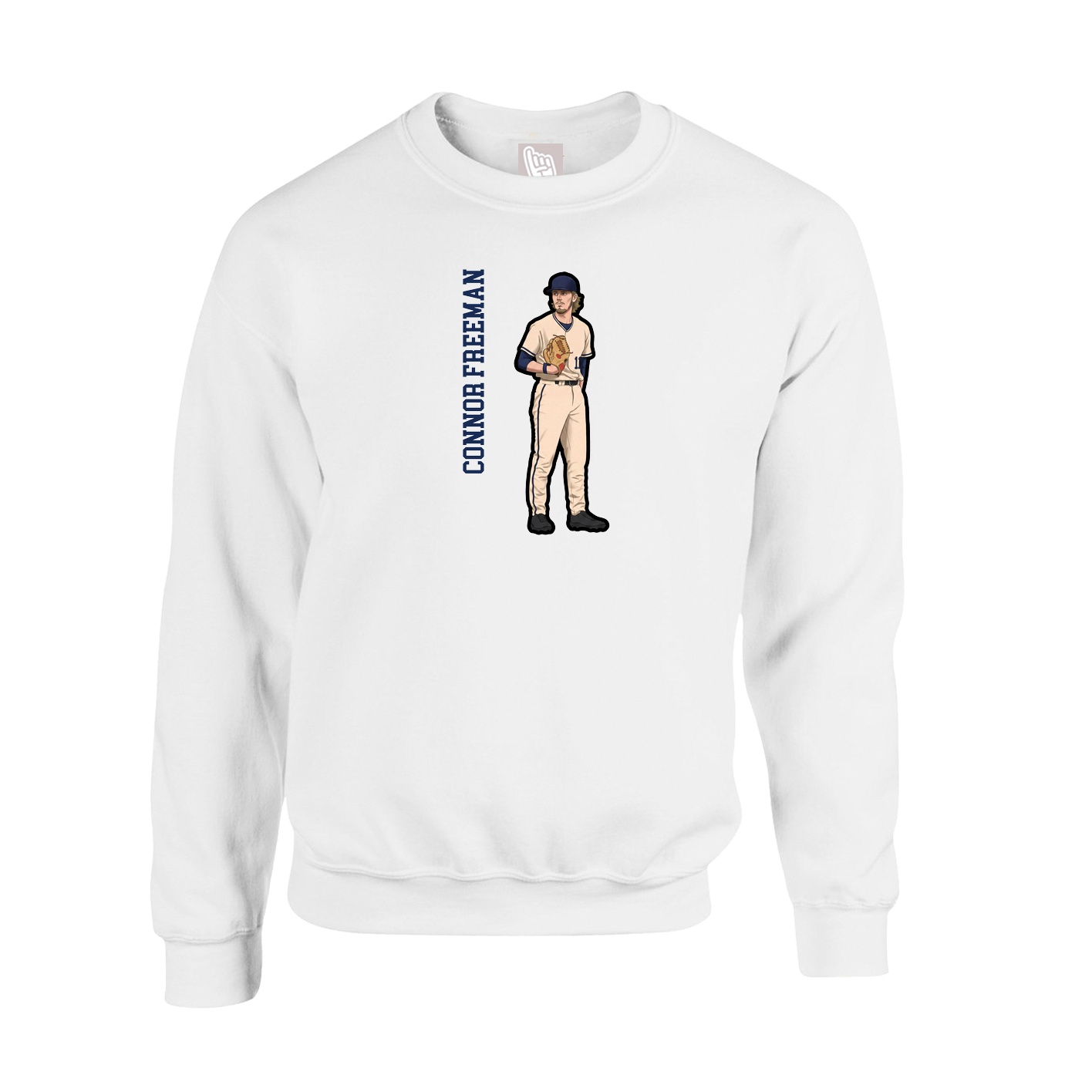 Fleece Crew — Name Vertical in White