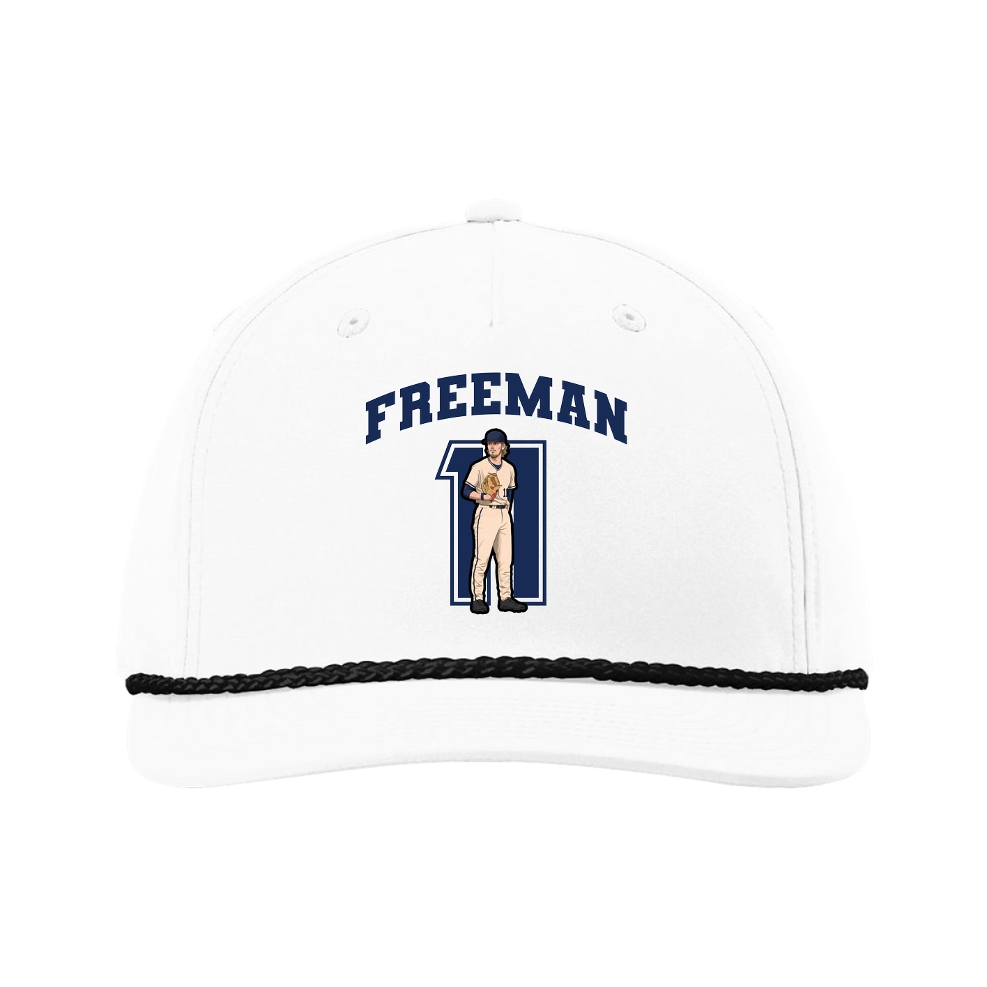 Five-Panel Classic Rope Cap — Number in White
