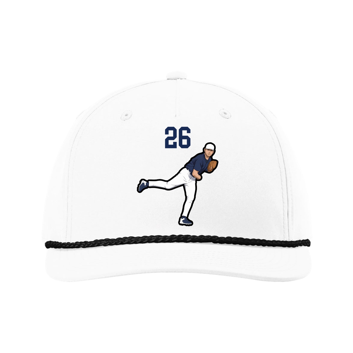 Five-Panel Classic Rope Cap — Number Top in White