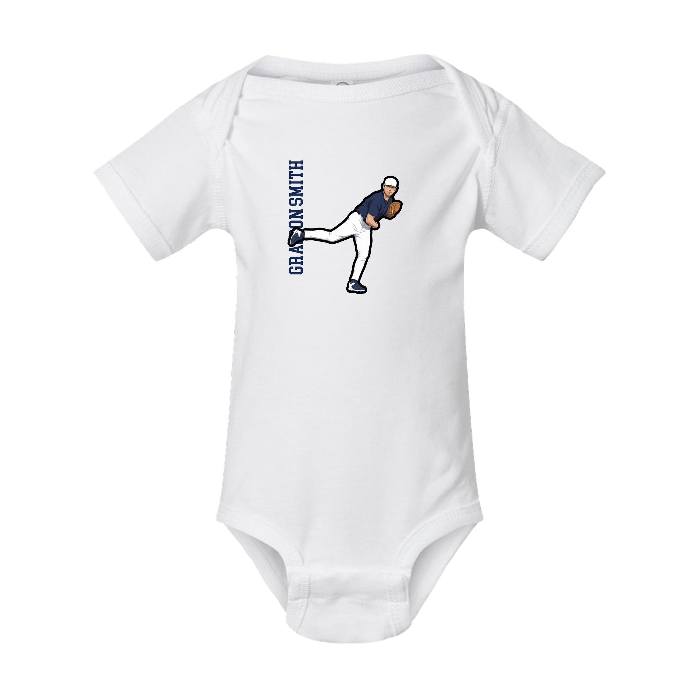 Baby Onesie — Name Vertical in White