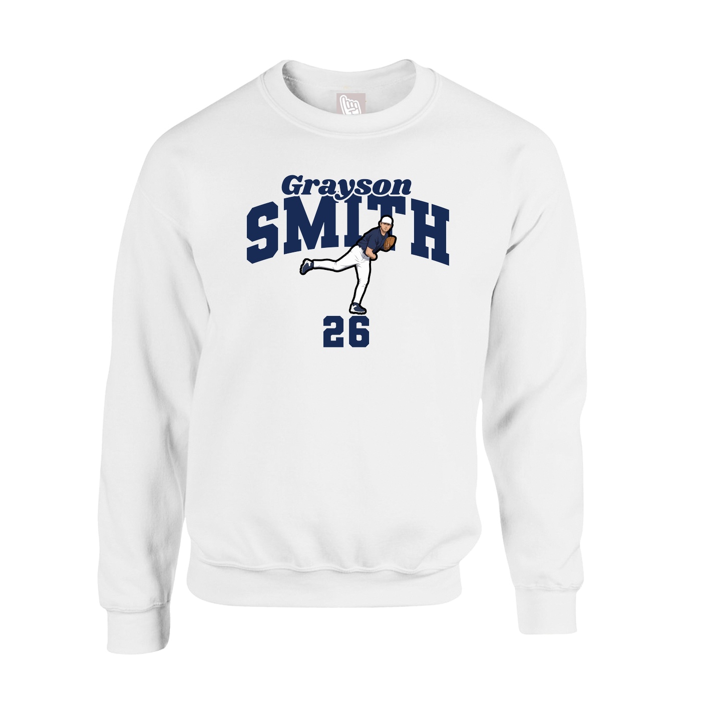 Fleece Crew — Signature Arch in White