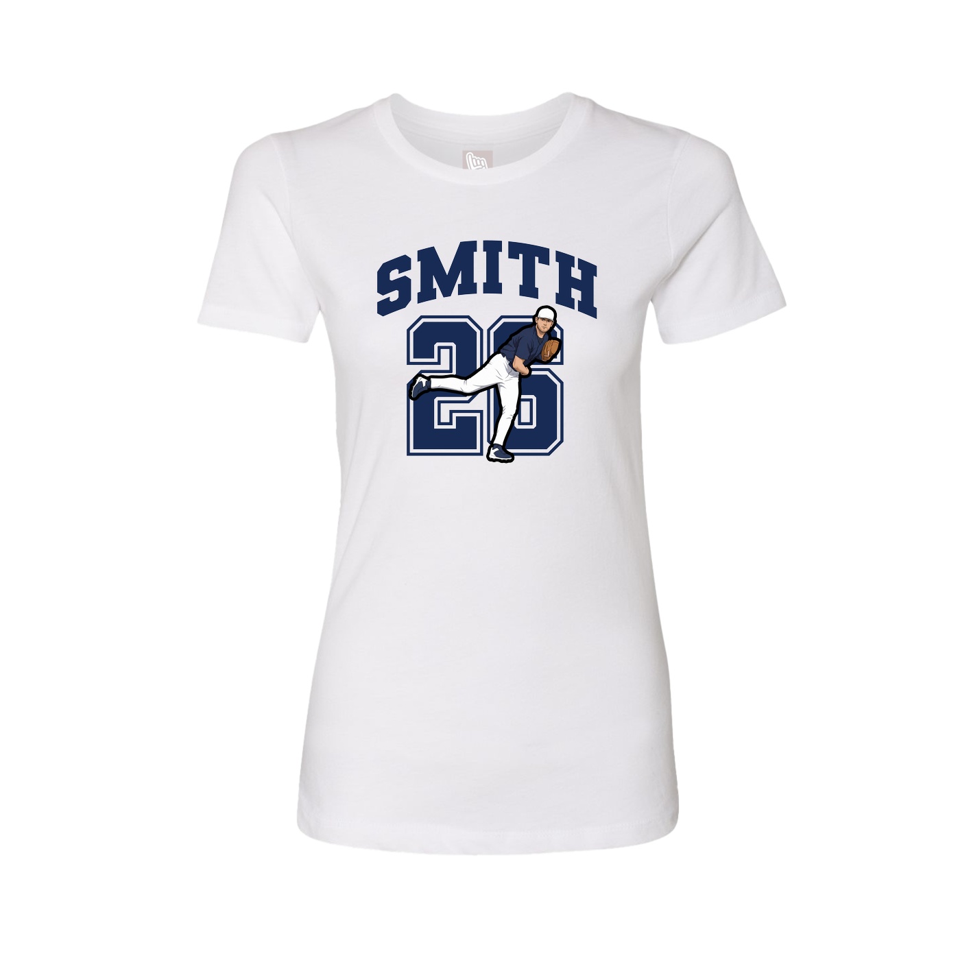 Fitted Women's Tee — Number in White