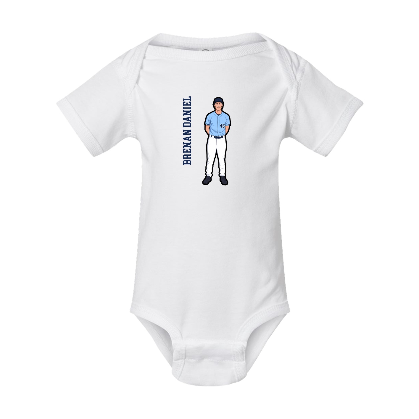 Baby Onesie — Name Vertical in White