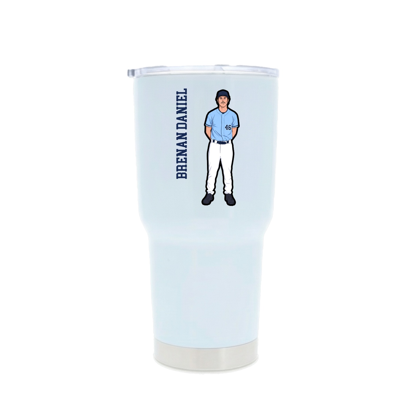 30oz Stainless Steel Tumbler — Name Vertical in White