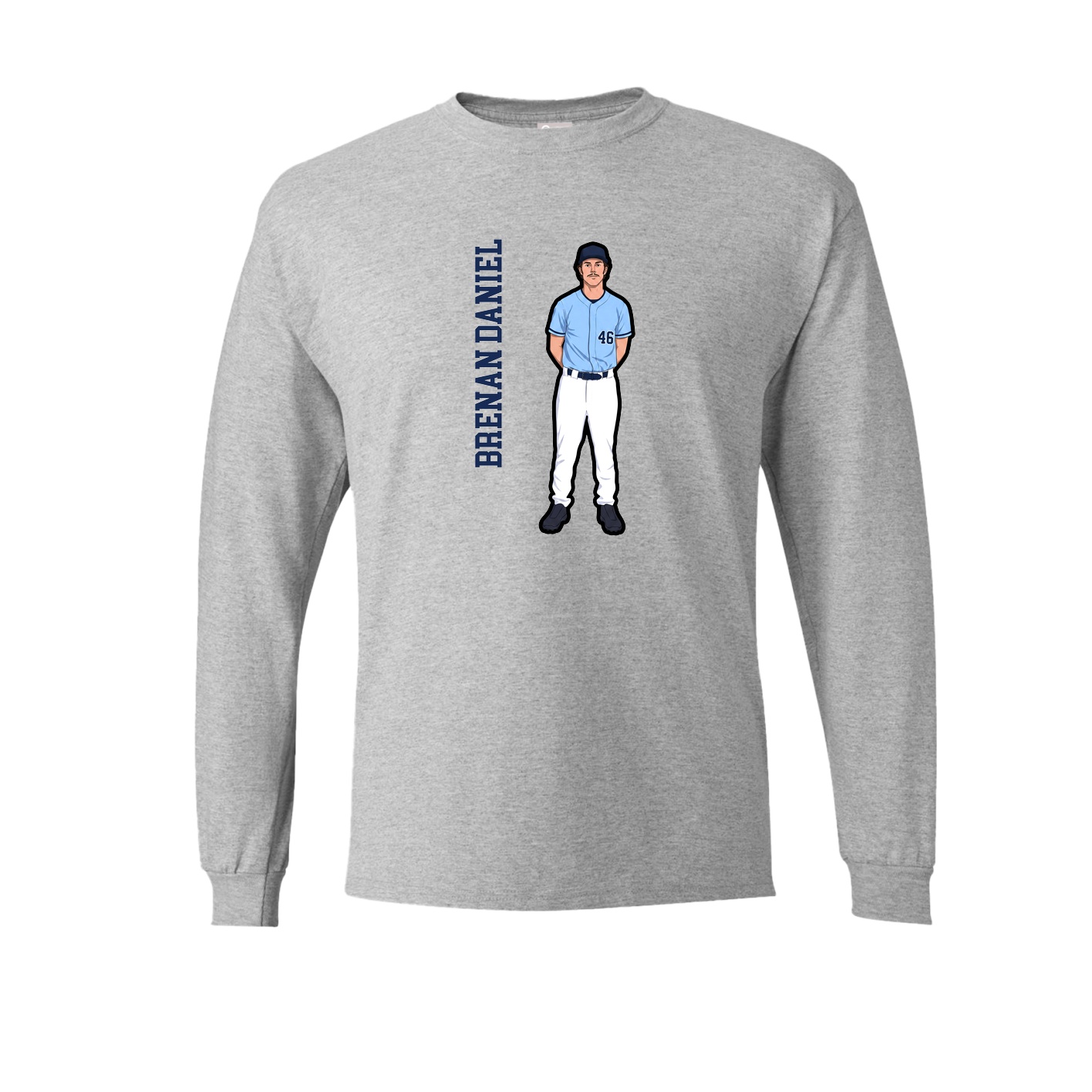 Long Sleeve Tee — Name Vertical in Grey