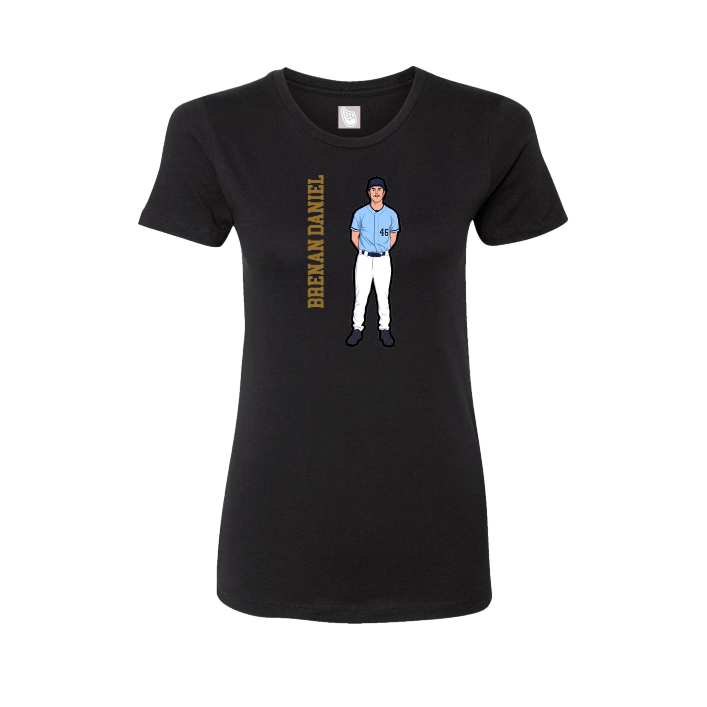 Fitted Women's Tee — Name Vertical in Black
