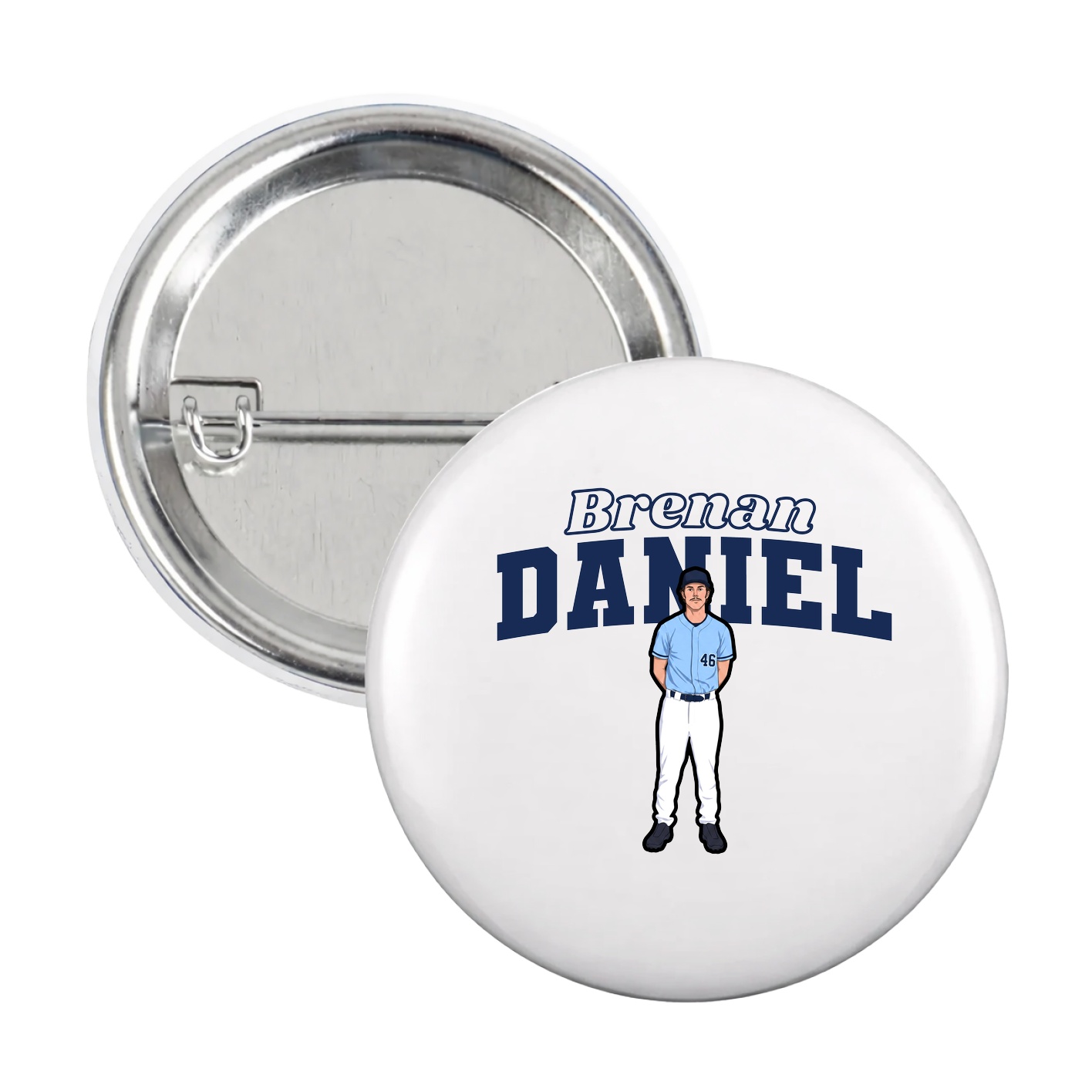 Game Day Button — Name Arch in White