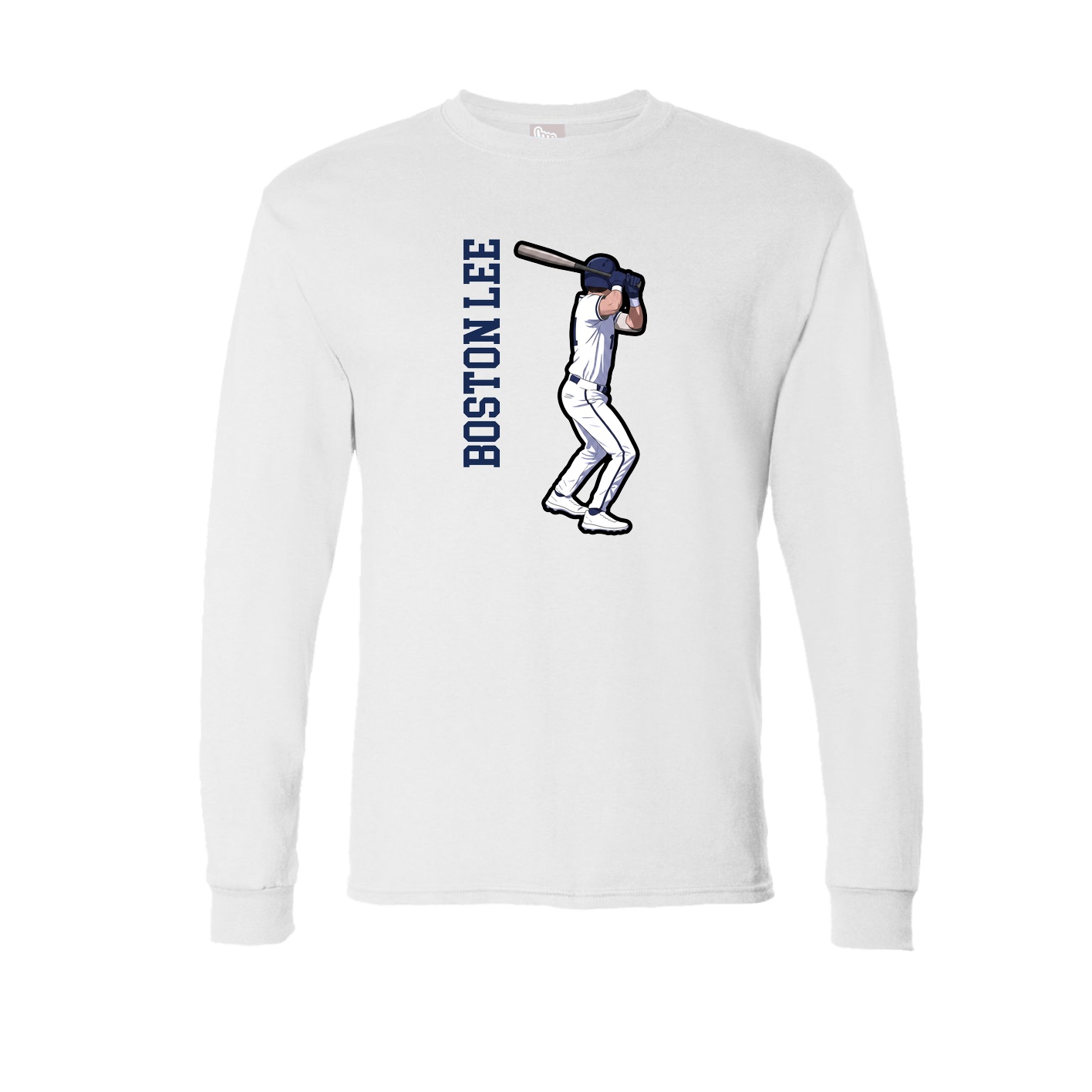 Long Sleeve Tee — Name Vertical in White