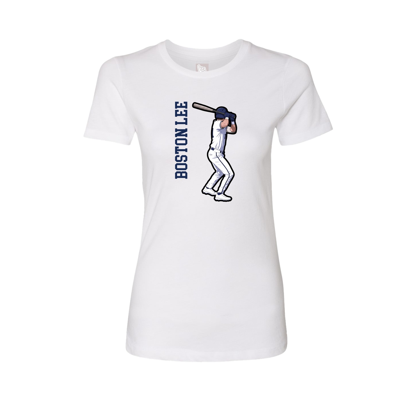Fitted Women's Tee — Name Vertical in White
