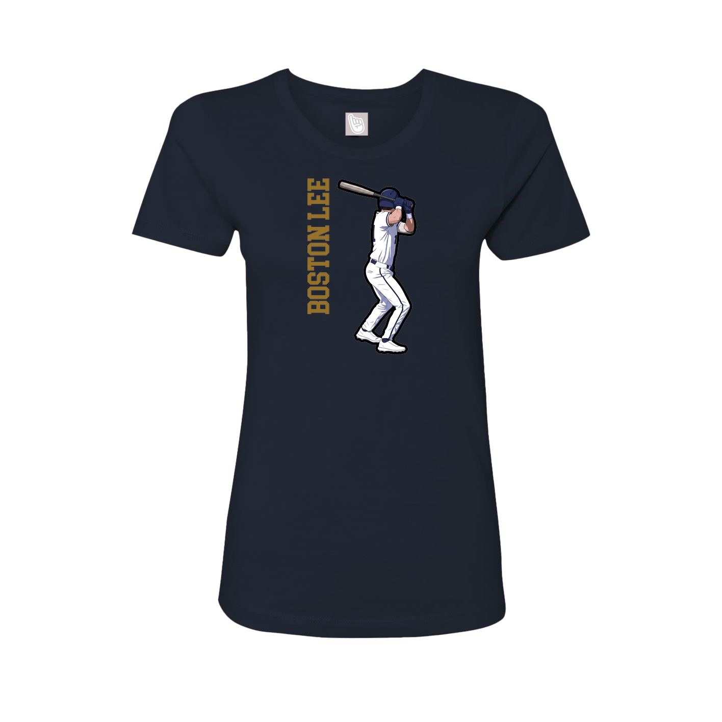 Fitted Women's Tee — Name Vertical in Navy