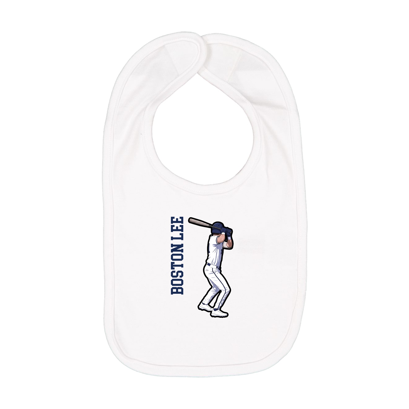 Infant Bib — Name Vertical in White